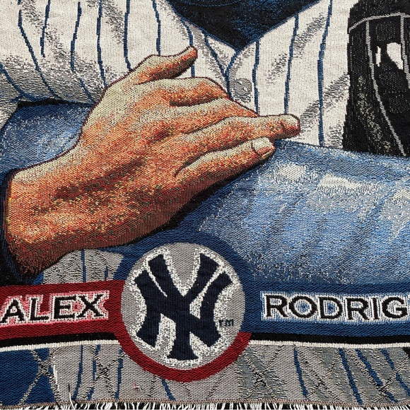 Vintage A-Rod New York Yankees Woven Throw Tapestry Blanket, Great Condition - Picture 3 of 6